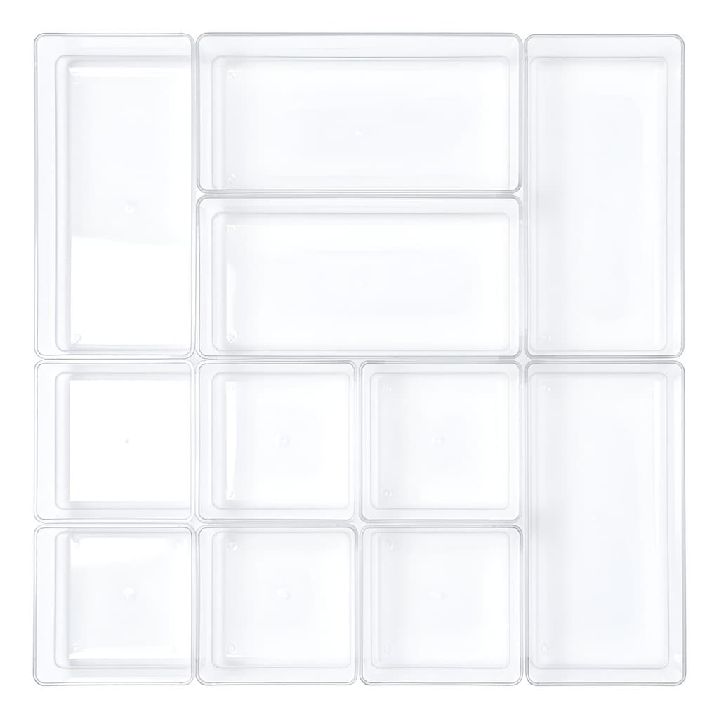 Kit 11 Organizadores Modernos De Acrílico Transparente  Gaveta