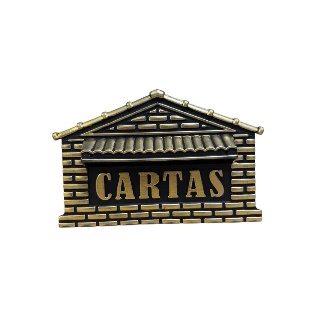 Caixinha De Correio Pratica Carteiro Casinha Tijolo -Dourado