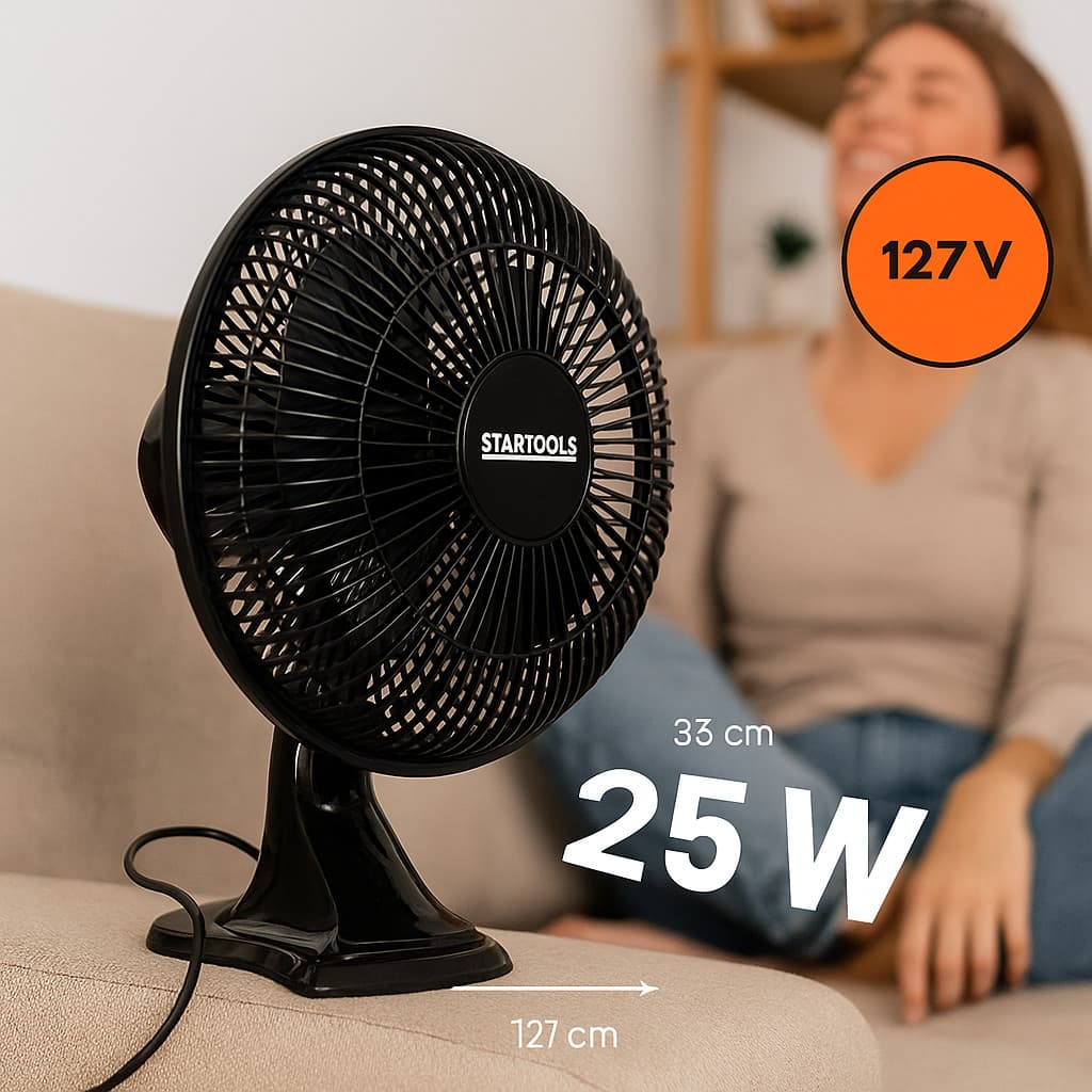 Ventilador Mesa Compacto Portatil 127v Com Oscilacao Ideal Uso Residencial Escritório