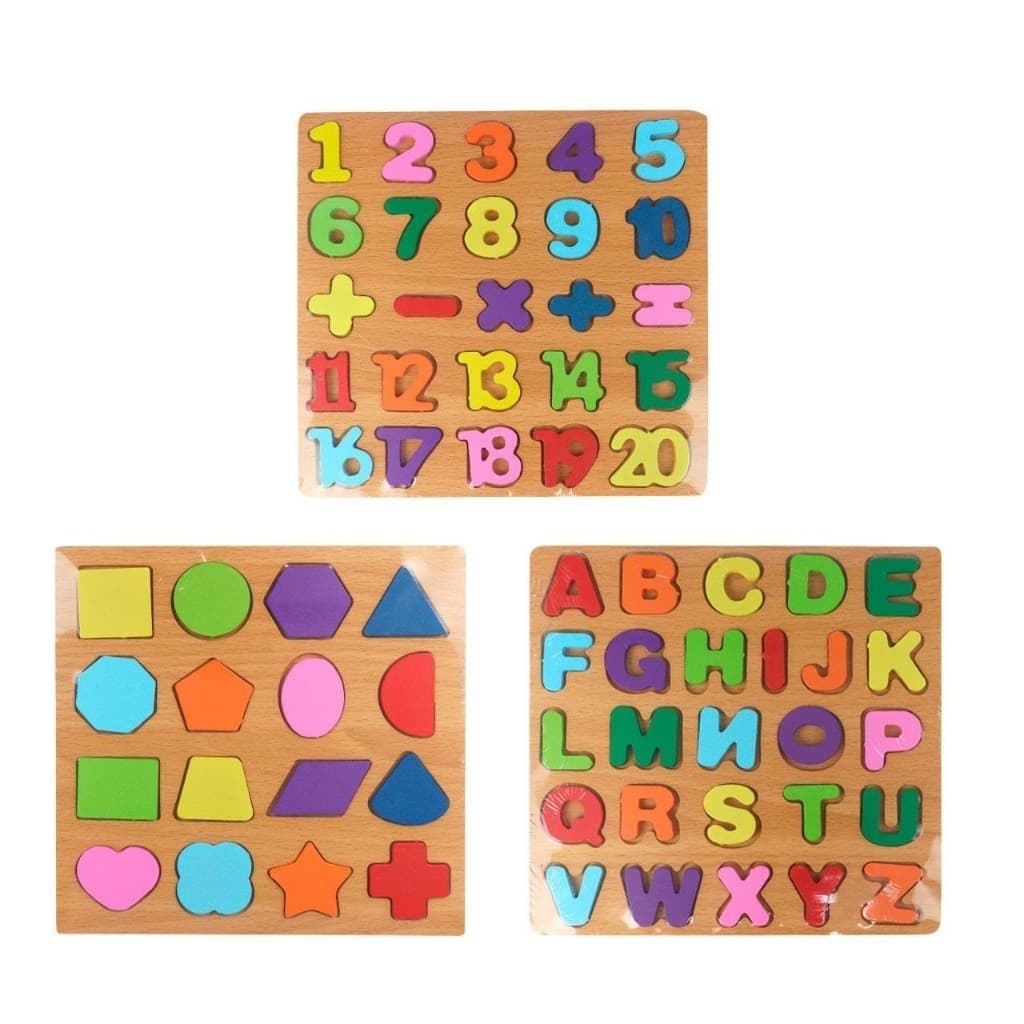 Kit 3 Tabuleiros Alfabeto Formas Geométricas Números Jogo Educativo Infantil Montessori Pedagógico