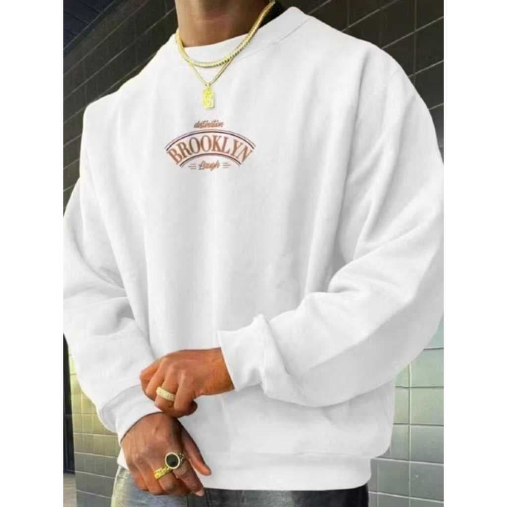 Blusa De Frio Moletom Gola Careca Sem Capuz Brooklyn New York Casaco Streetwear