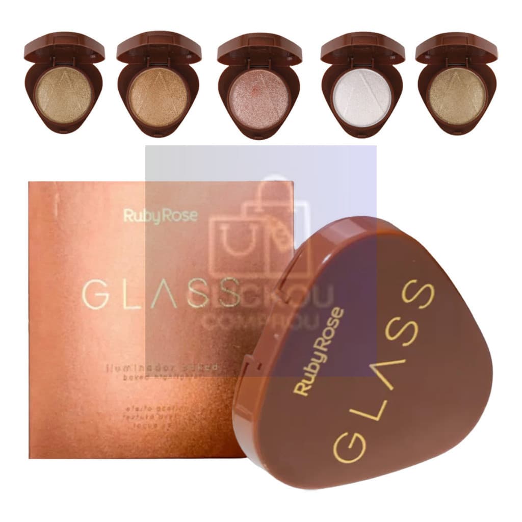Iluminador Ruby Rose Baked Linha Glass Brilho Natural Efeito Acetinado e Toque Suave para uma Pele Radiante