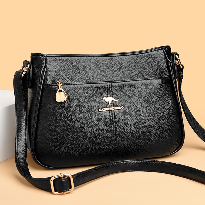 Bolsa feminina de couro genuíno 2026 novo estilo na moda All-Match bolsa mensageiro de um ombro de couro macio bolsa fem
