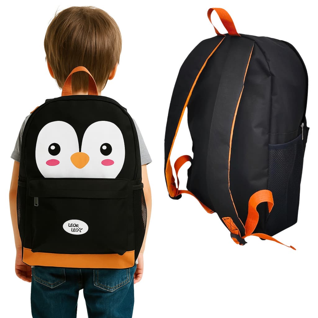 Mochila Escolar Pinguim Com Amplo Espaço Para Escola