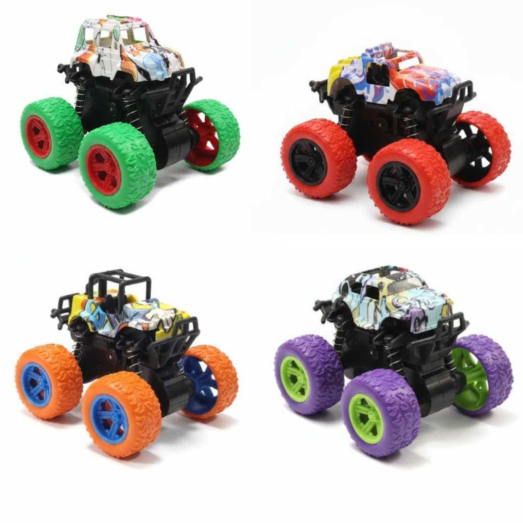 Kit 4 Carrinho Fricção Amortecedor Monster 9cm Road 4x4, carrinho radical