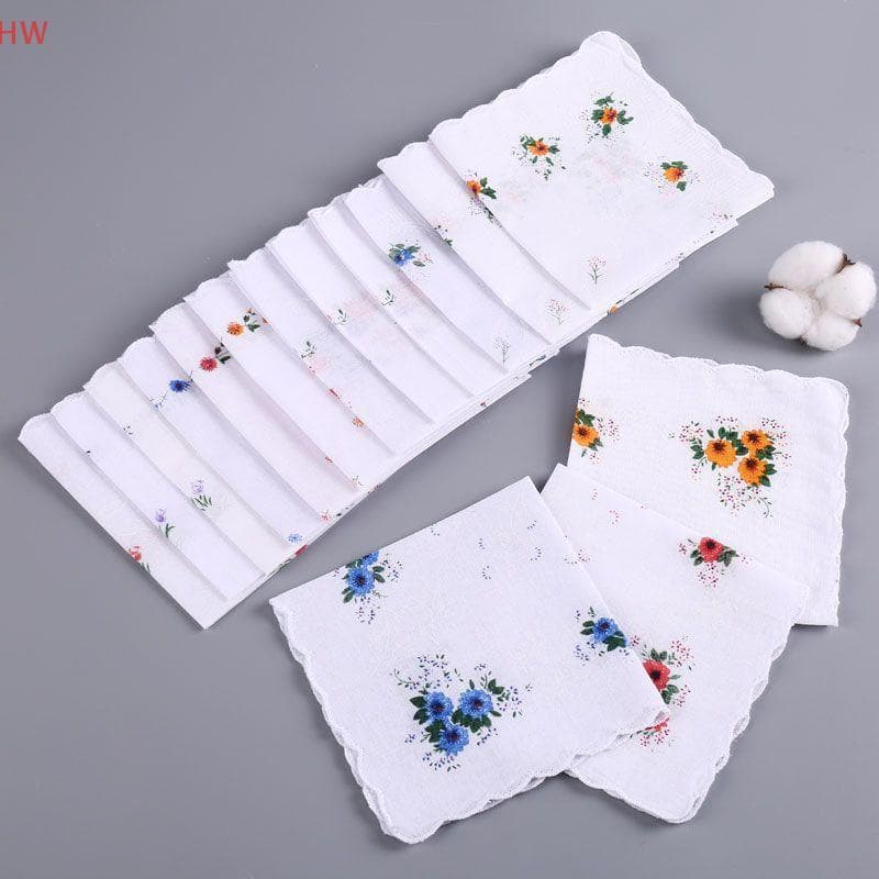 12 Pacotes De Lenços Estampados De Algodão Puro Feminino , Lembranças De Casamento , Calças Com Bolso Aba Sca