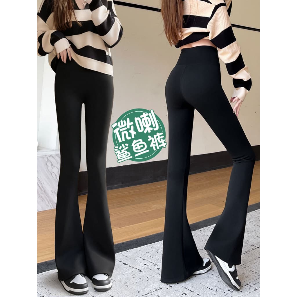 Tubarão queimado calças femininas outono inverno 2025 novo estilo cintura alta Drape preto calças de dança forro de lã M