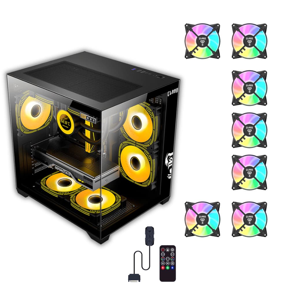 Gabinete Gamer Night Grodd + 7 Fan ARGB + Controladora Clanm