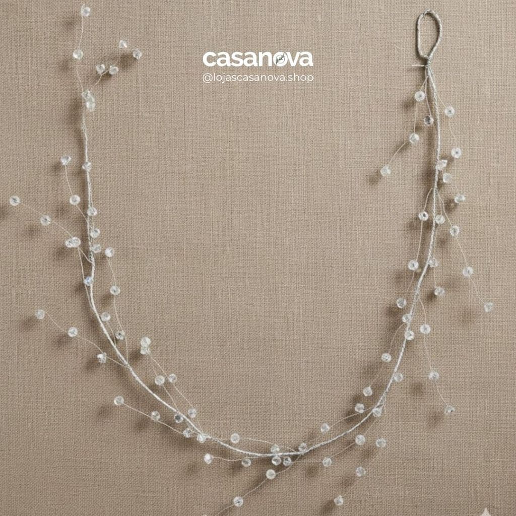 Cordão Crystal 100cm Transparente – Decoração Natalina Delicada e Sofisticada