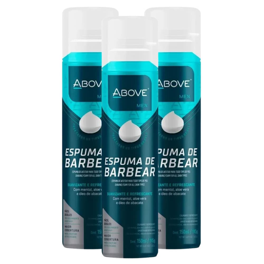 Espuma de Barbear Above Men 150ml | Aloe Vera + Mentol | Hidratação e Frescor