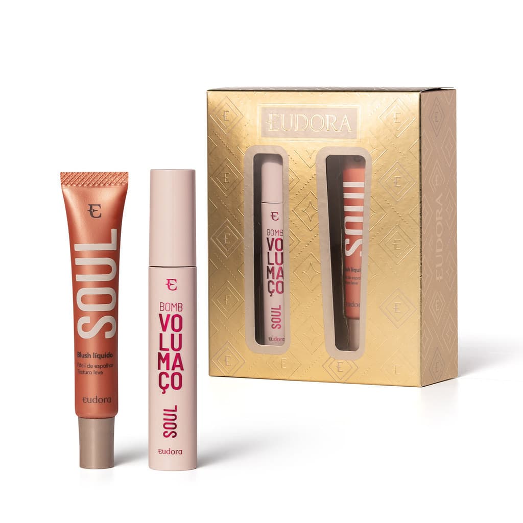 Eudora Make em Promoção Presente Soul Blush Líquido Soul Pêssego 15ml + Máscara De Cílios Bomb Volumaço 10g