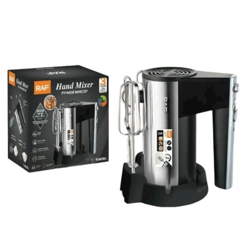 Batedeira Elétrica preto inox 600W Raf Hand Mixer 5 Velocidades 220V