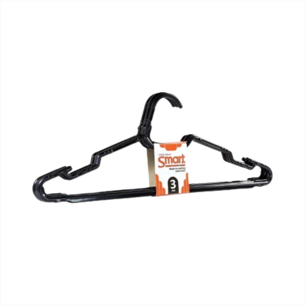 Cabide Smart Acrílico Preto Plástico Reforçado Calça Grosso Kit 3un Loja Premium Eespecial