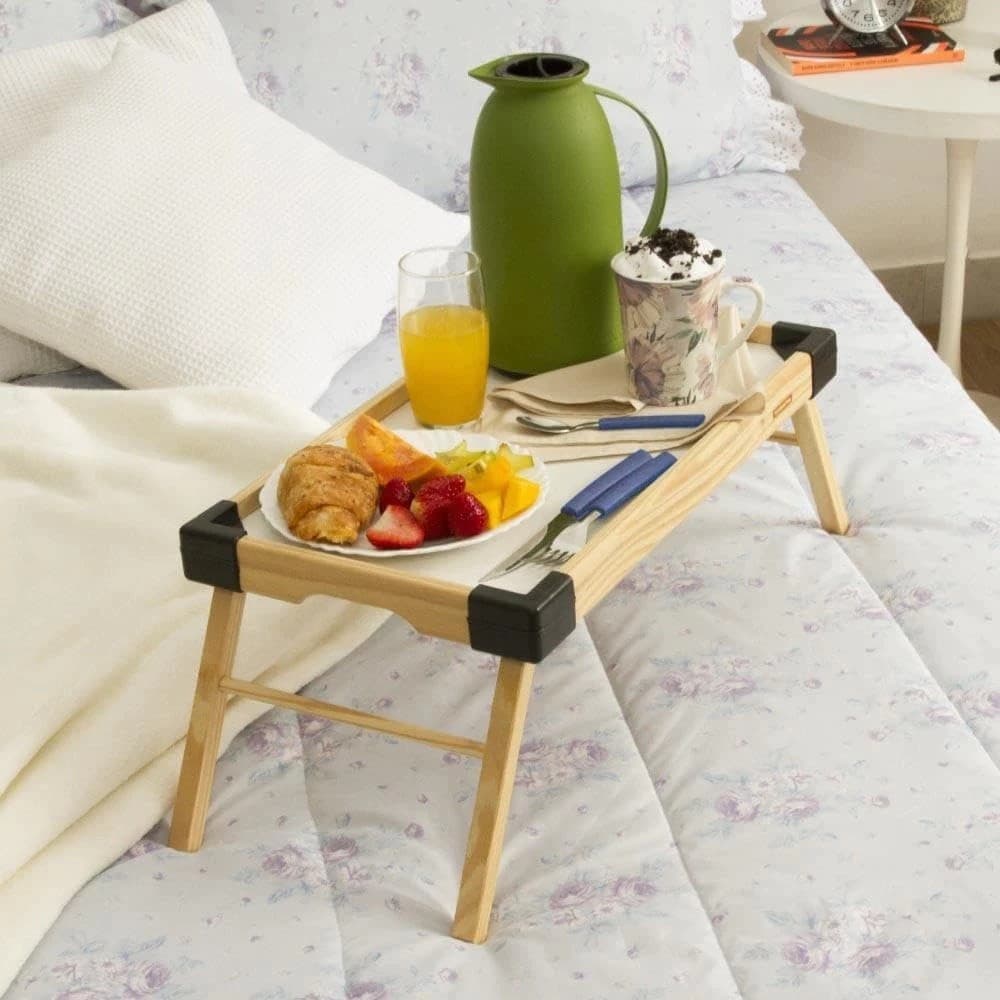 Bandeja de Servir Café da Manhã Refeições Na Cama Madeira Com Pés Dobráveis Bandeja