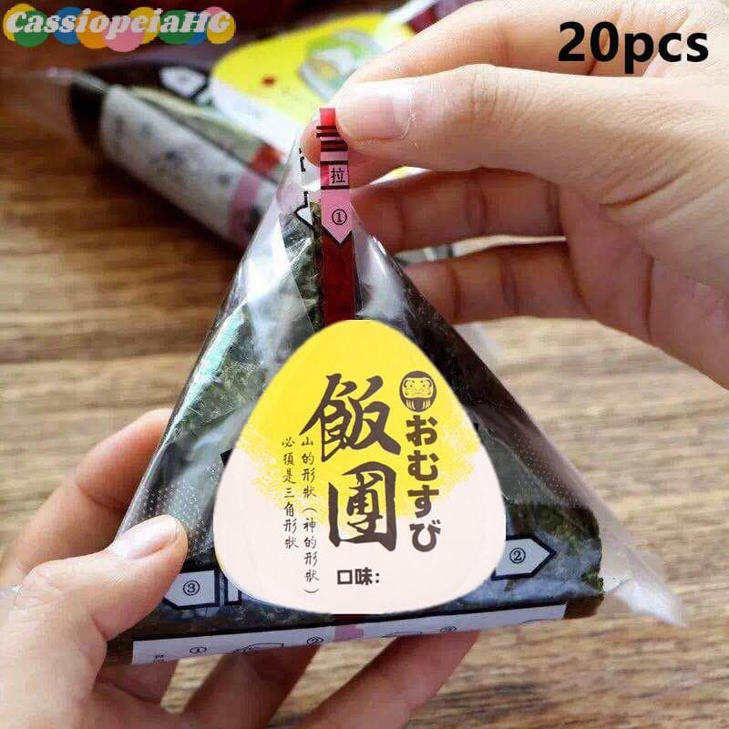 (Cassiopeiahg) 20 Peças Saco De Embalagem De Arroz Triangular Adesivos Nori Algas Marinhas Onigiri Sushi Fazendo Ferrame