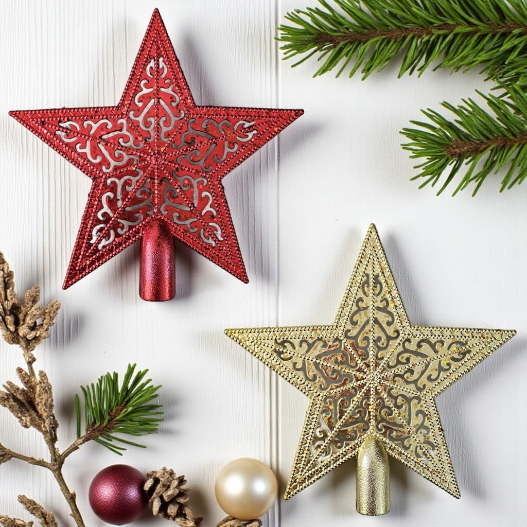 Estrela Ponteira Enfeite Luxo Topo Árvore De Natal 19cmx19cm