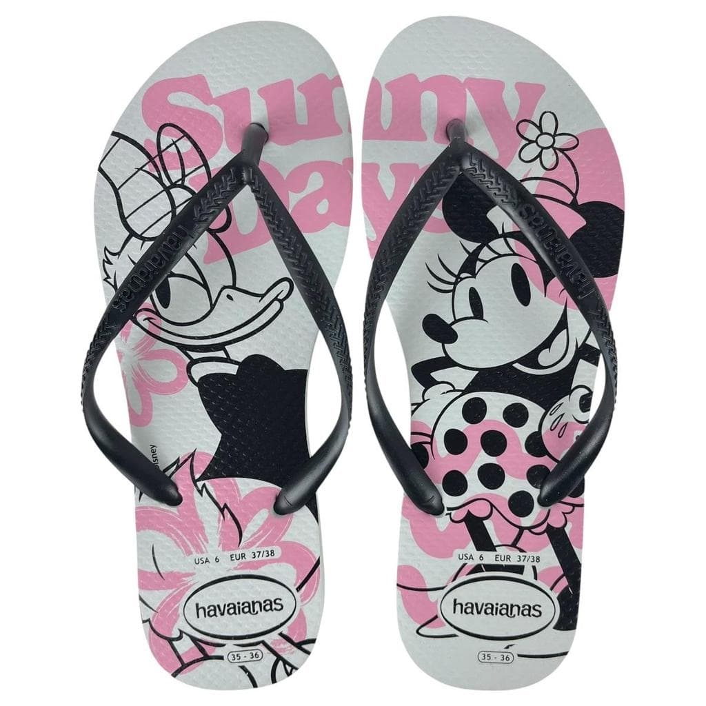 Chinelo Havaianas Slim Minnie Disney Original Feminino Tira Fina Macio