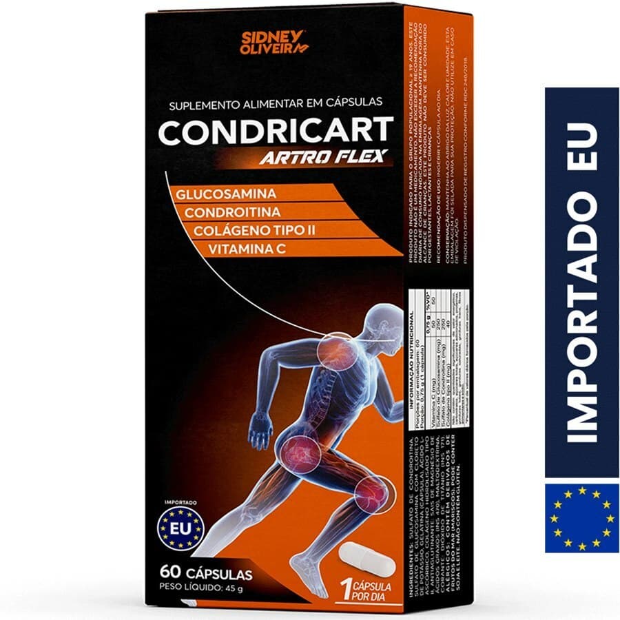 CONDRICART ARTRO FLEX 60 CÁPSULAS IMPORTADO SIDNEY OLIVEIRA DORES ARTICULARES DOR JOELHO DOR OMBROS