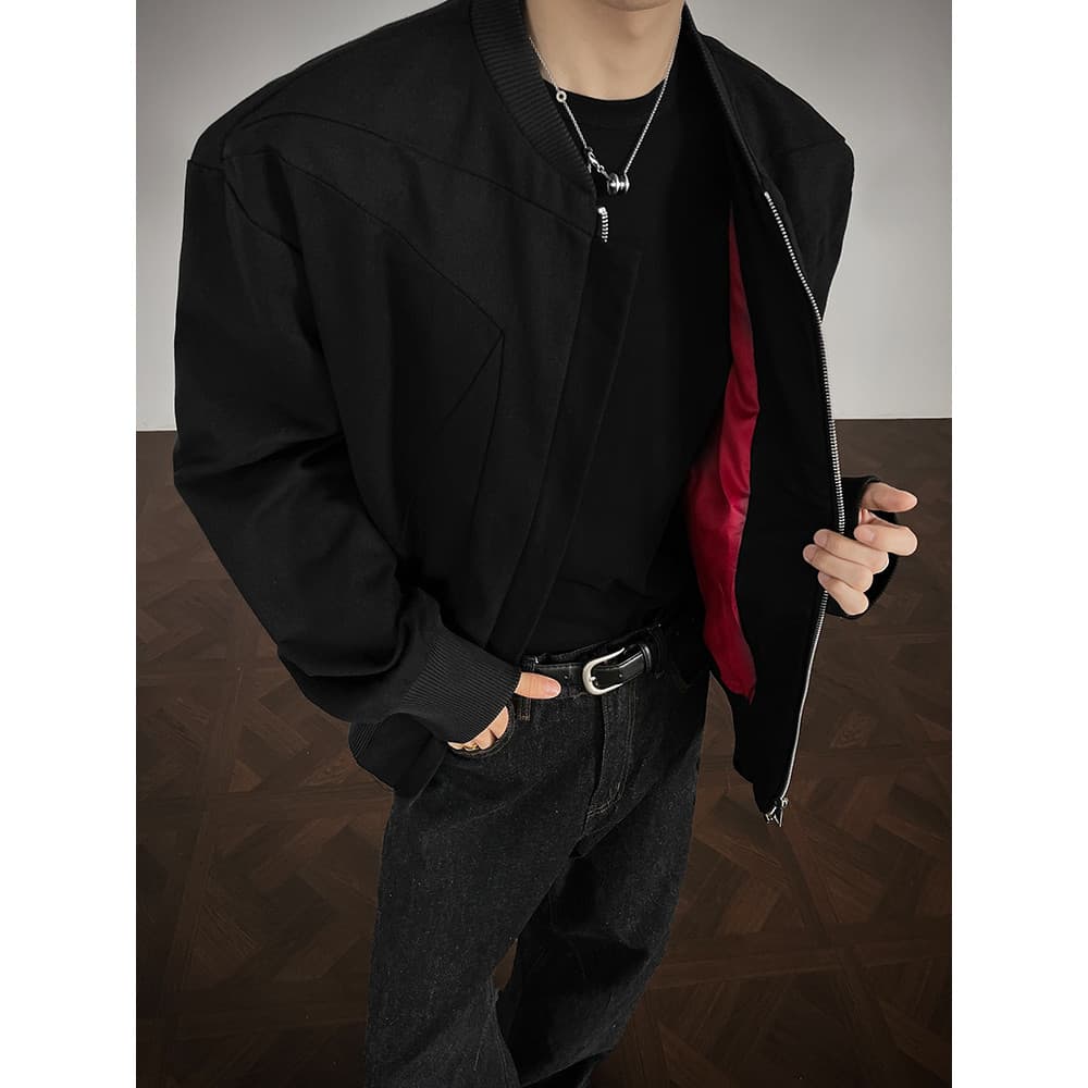 Cleanfit desconstrução retalhos jaqueta masculina outono estilo cara resistente gola uniforme de beisebol lavado lona ca