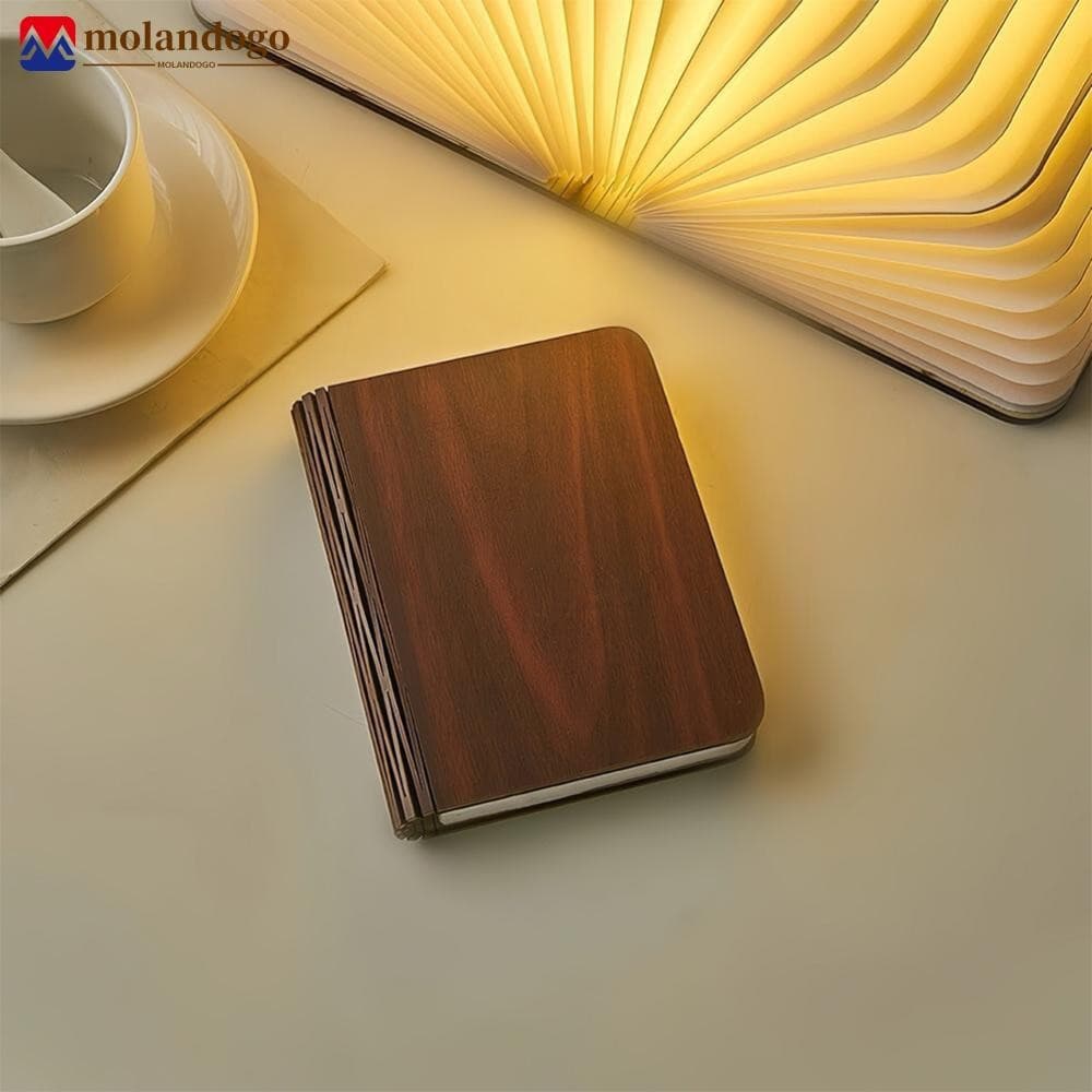 Milandogo LED Luz De Livro De Madeira 3D Criativa Lâmpada Recarregável Noturna Magnética Luminoso Dobrável Para Aniversá