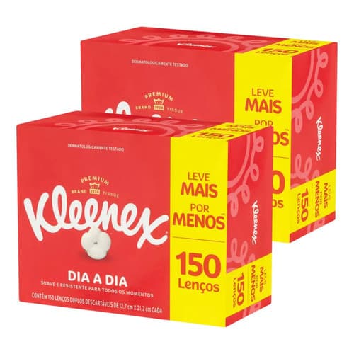 Kit 2 Lenço De Papel Kleenex Descartável Toalha Folha Dupla