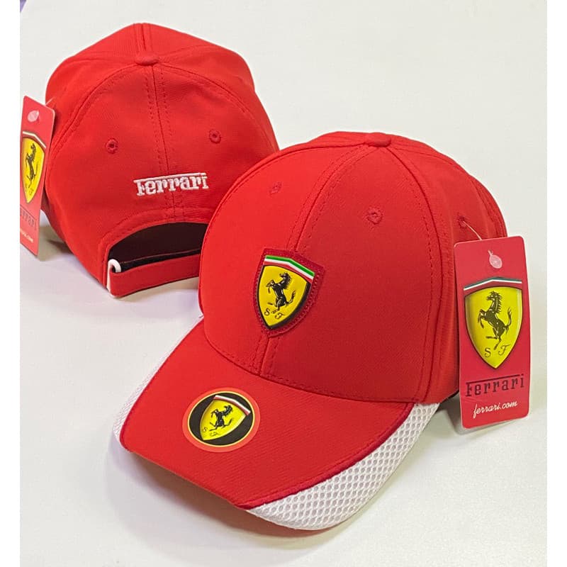 Boné Masculino e Feminino Ferrari F1 Corrida Aba Curva Ajustável - Modelo 2025 2026