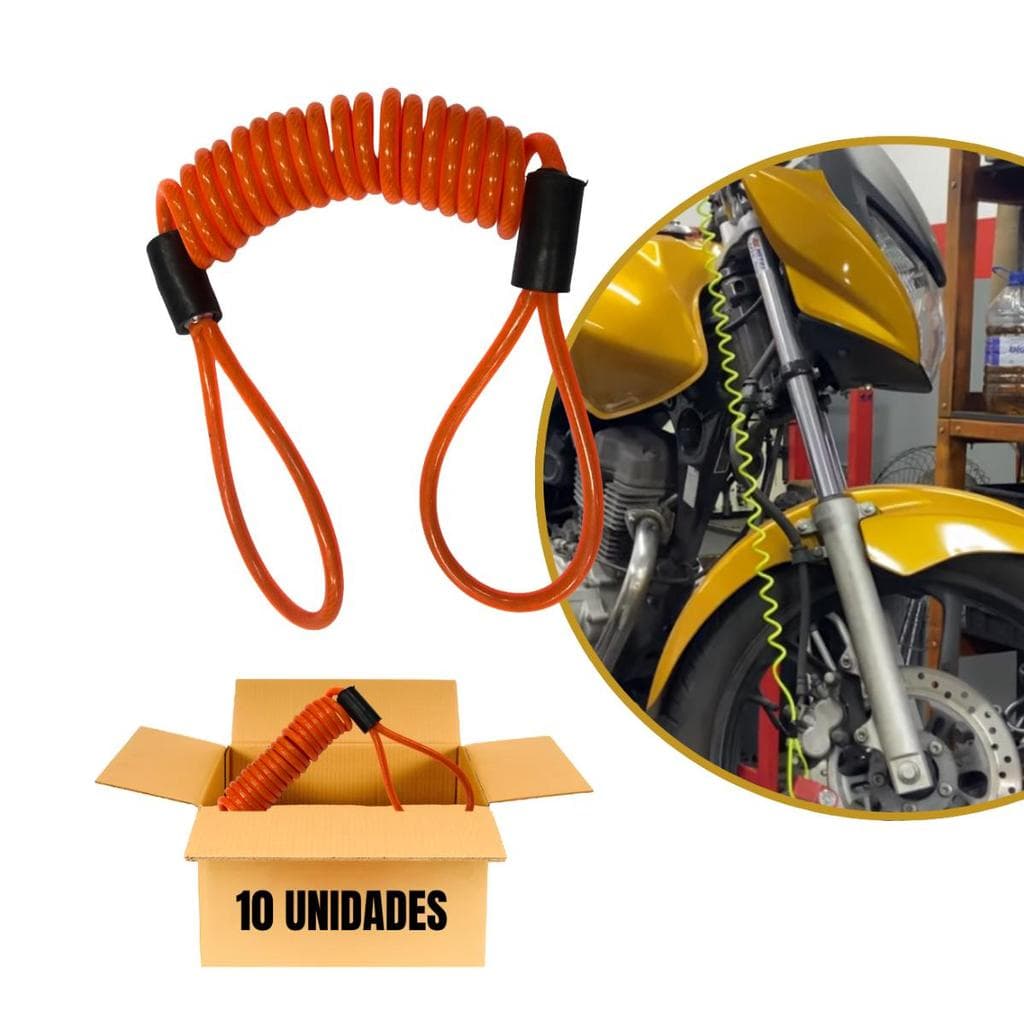 Kit 10 Cabo Lembrete Corda Aviso Trava Disco Segurança Moto