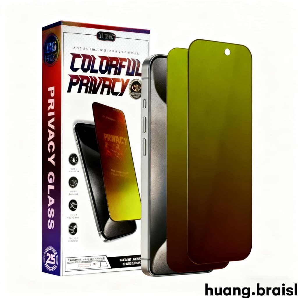 Kit Película Vidro Anti-Espionagem Colorida para Série iPhone - Privacidade e Estilo em Uma Tela，Frete grátis