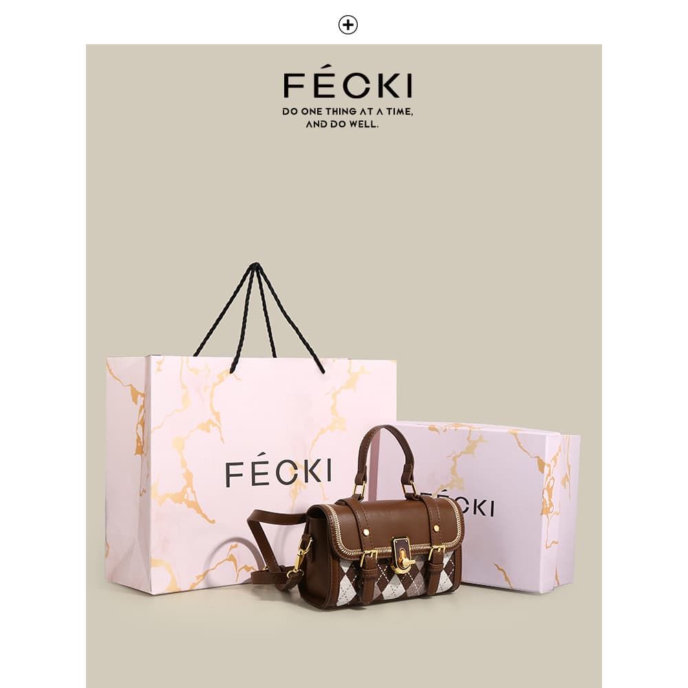 FECKI Presente de Aniversário para Namorada Bolsa Popular deste Ano 2025 Novo Estilo Contraste Cor Moda Bolsa Mensageiro