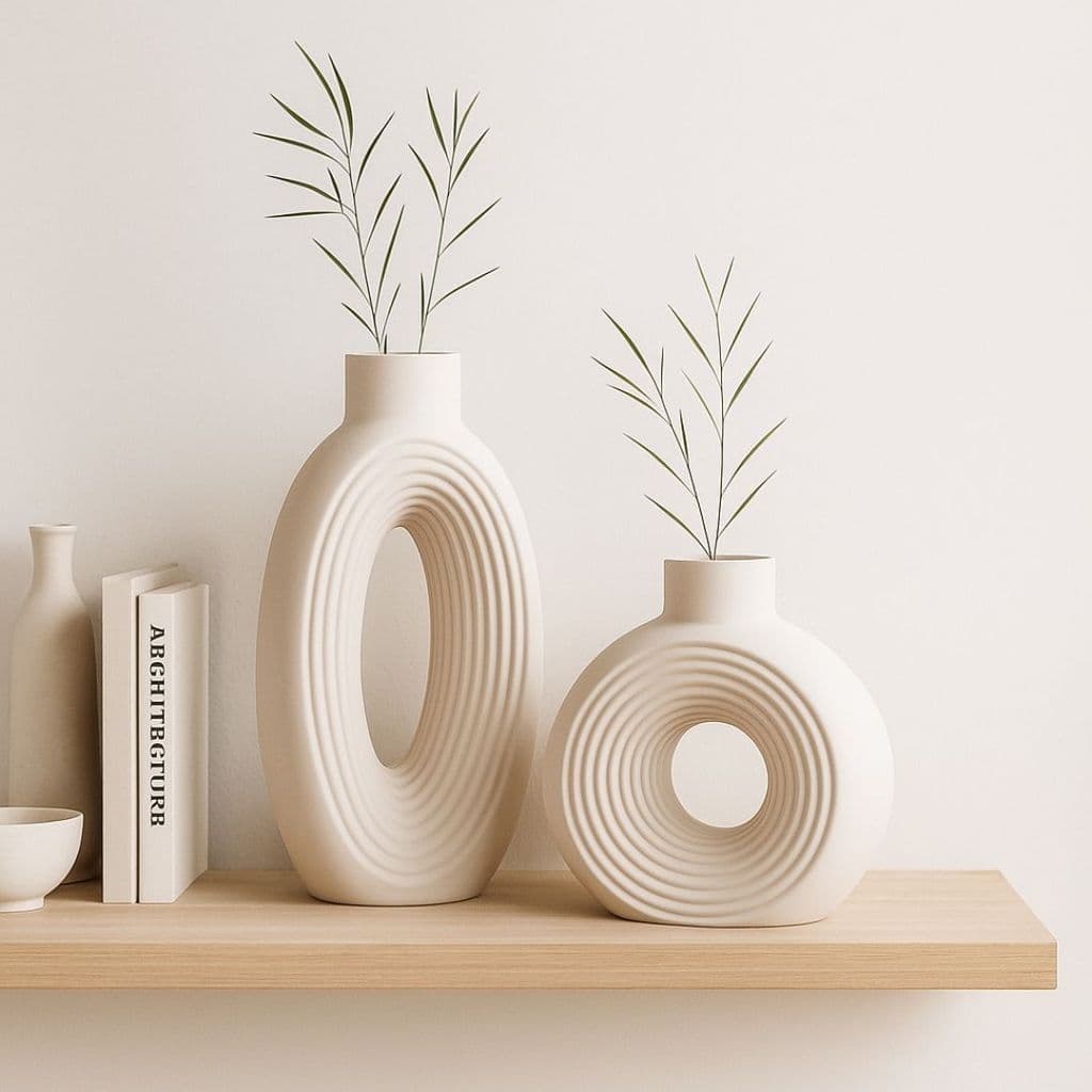Kit 2 Vasos Branco e Marfim Decoração Elegante Sala Moderna Kit Verona