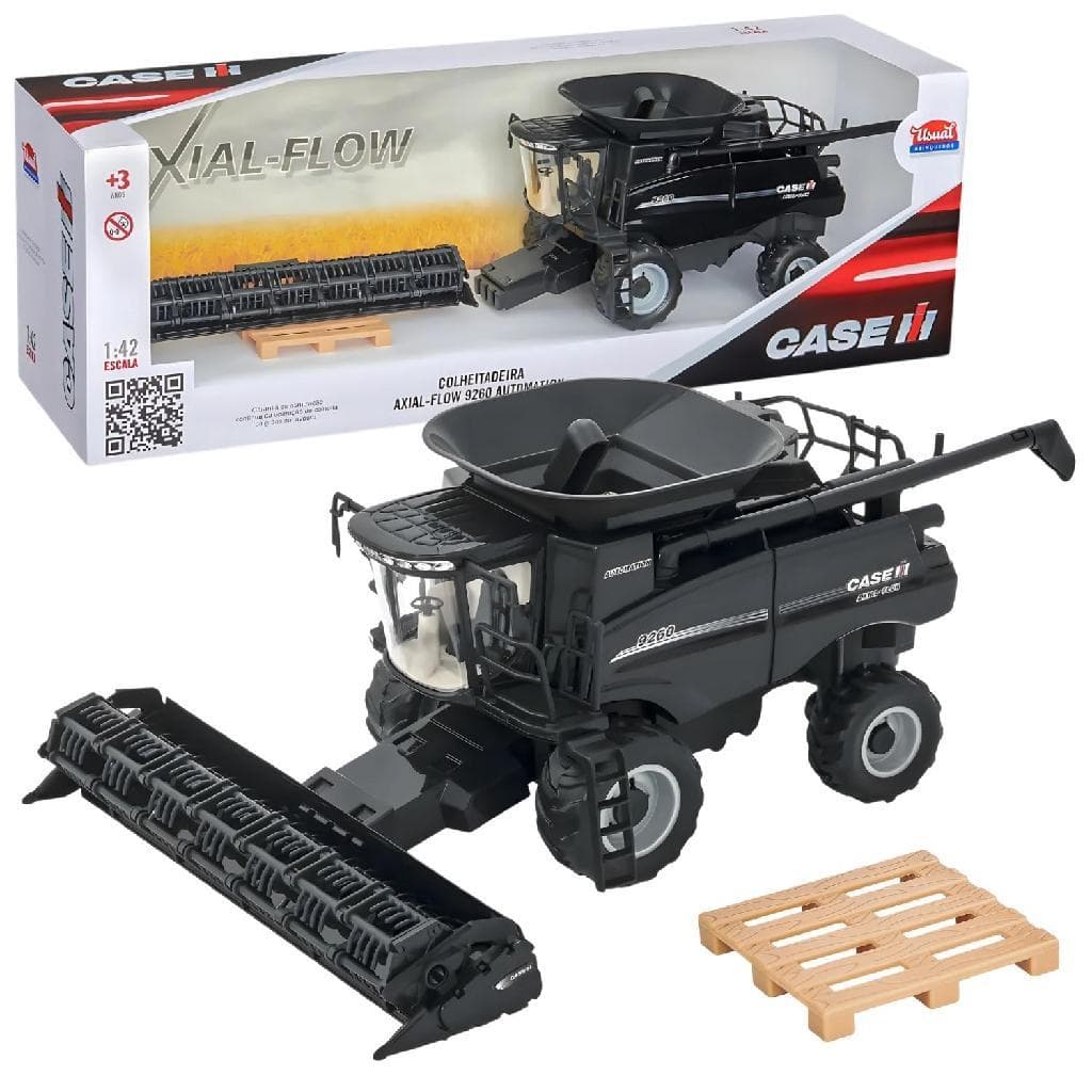 Trator Case Colheitadeira de Grãos Preta Miniatura Axial-Flow 9250 - Usual Brinquedos