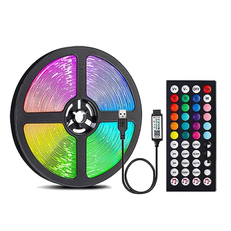 5050 RGB LED Light Strip 5m USB Faixa de luz flexível 5V Cabo de controle-A071
