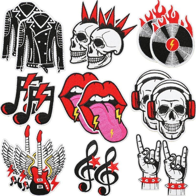 1pc Punk Crânio Rock Cola Quente Bordado Remendo Para Roupas E Decorações De Saco (Ferro No)