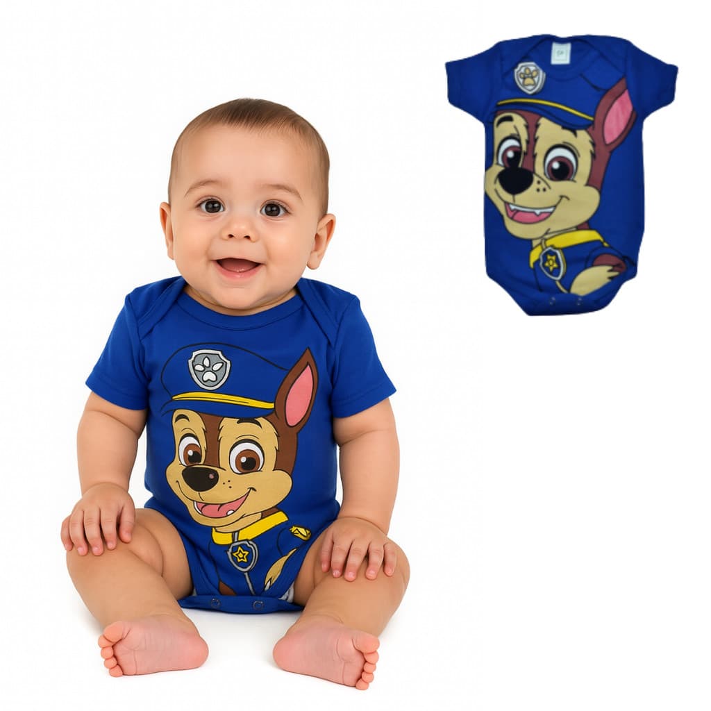 Body Bebê Infantil Mêsversário Temático Patrulha Canina Super Confortável Promoção
