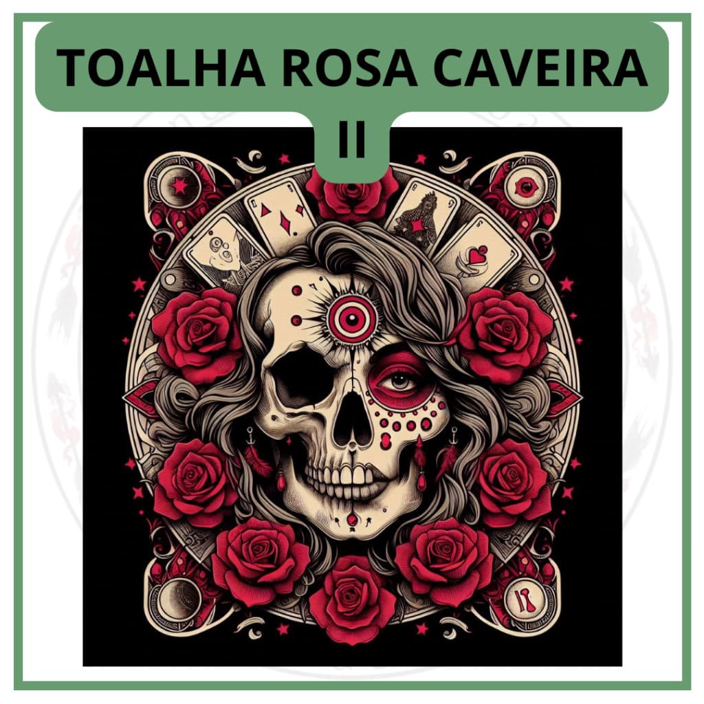 Toalha para Jogo de Tarot 0,70x0,70cm Rosa Caveira II