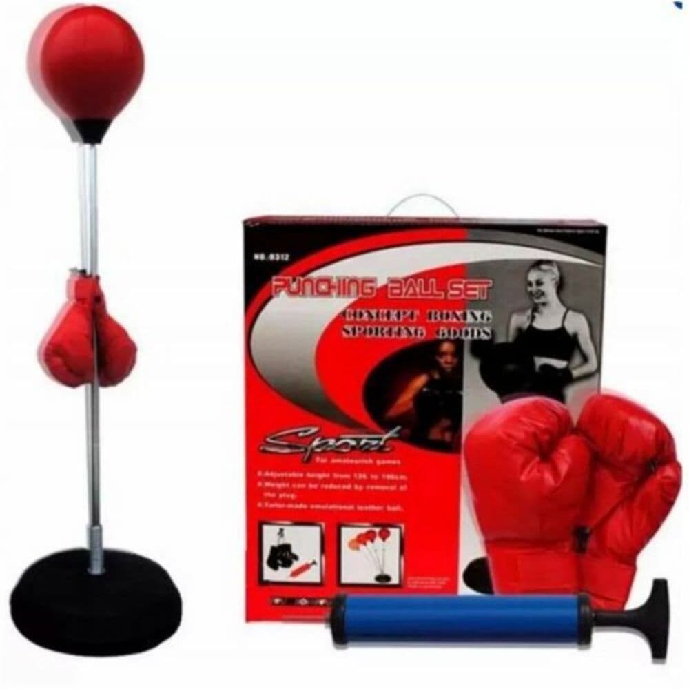 Saco Pancadas Chao Punching Boxe Ball Kit Luvas E Altura