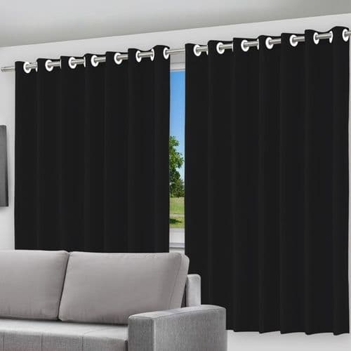 Cortina Blackout Preta Ilhos Resistente Bloqueio Total Luz Facil Instalacao 280x280cm