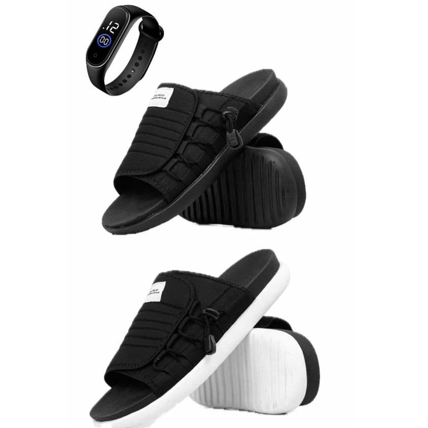 Kit 2 Chinelos Slide Masculino Nuvem Asuna Sport Wear 2.0 Conforto + Relógio