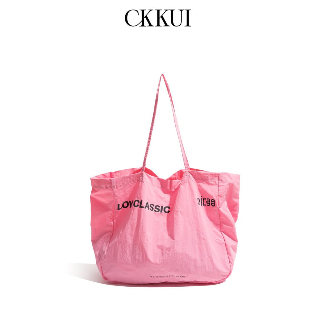 CKKUI Reba Mesmo Estilo Lona Rosa Bolsa Carta Design Bolsa de Ombro de Grande Capacidade Bolsa Sacola
