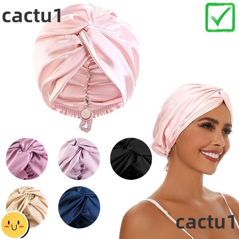 Touca De Dormir CACTU , Turbante Torcido Cruzado Ajustável De Camada Dupla , Gorro Elástico De Cetim De Seda Para Quimio