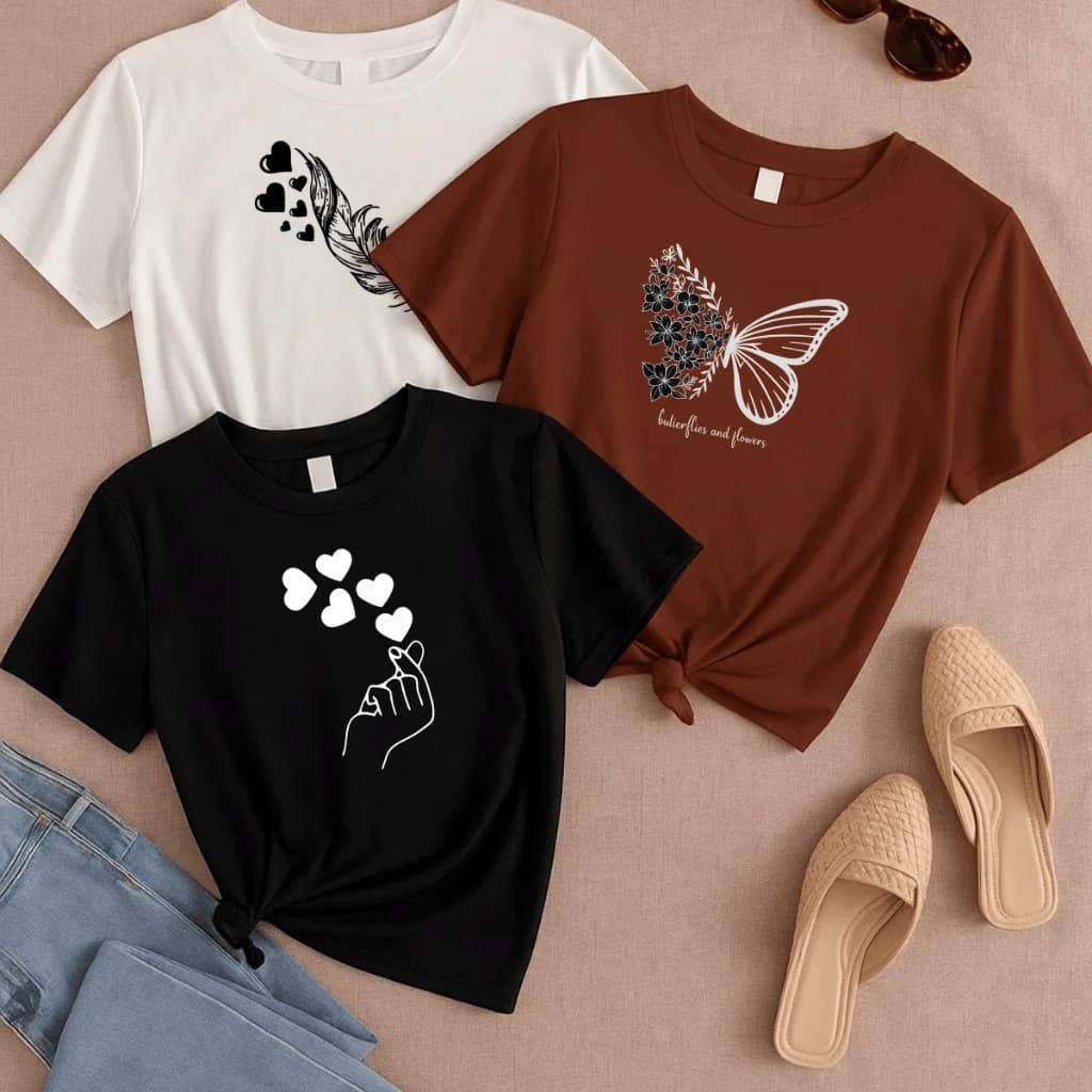 Kit 3 Camiseta Plus Size Feminina Dorama Treino Academia Blusinha P ao G5  100% Algodão