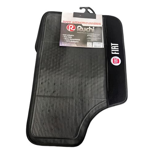 Kit Tapete Automotivo Borracha 4 Peças Bordado Fiat Vermelho