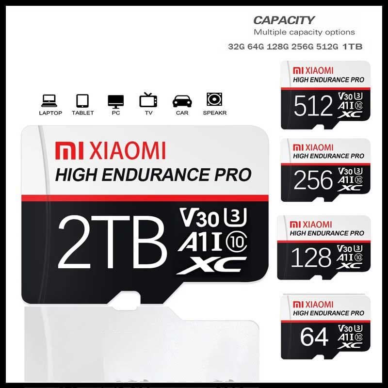 Cartão De Memória TF MicroSD , 64GB , 128GB , 256GB , 512GB , C10 , SD/, Carrinho U1 , Cartões Flash Grandes Para Telefo