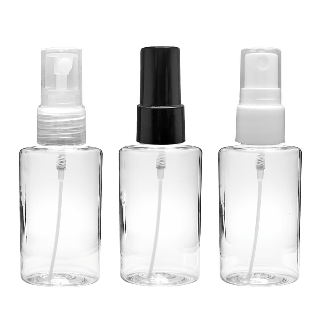 Frascos 60ml reto baixo 20/410 Plástico Pet com Válvula Spray borrifador para perfumes viagem