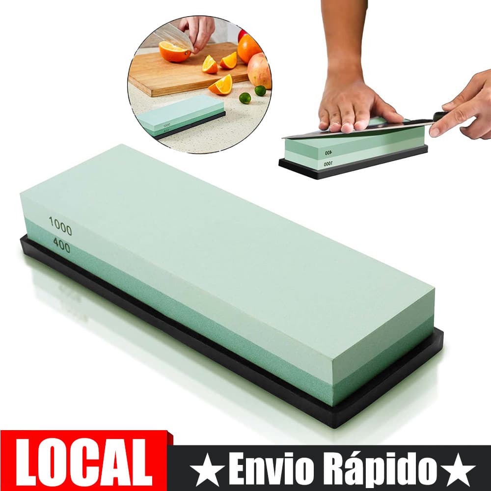 Pedra de afiar dupla face com grão 400/1000 Com almofada antiderrapante de silicone