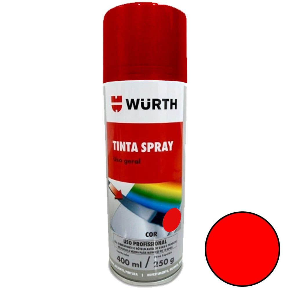 TINTA SPRAY VERMELHO 400 ML/250 G USO GERAL WURTH