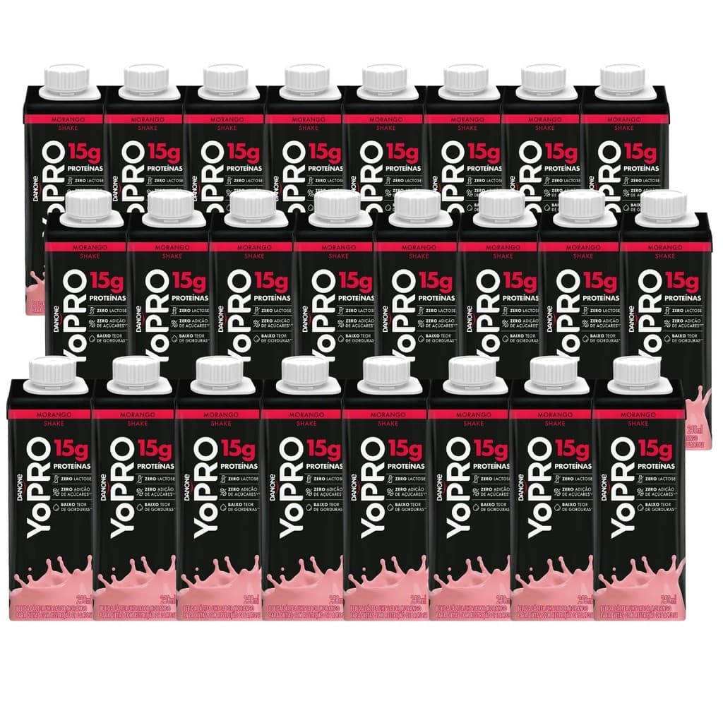 Kit 24 YoPro Morango 250ML 15g Proteina Bebida Láctea Danone