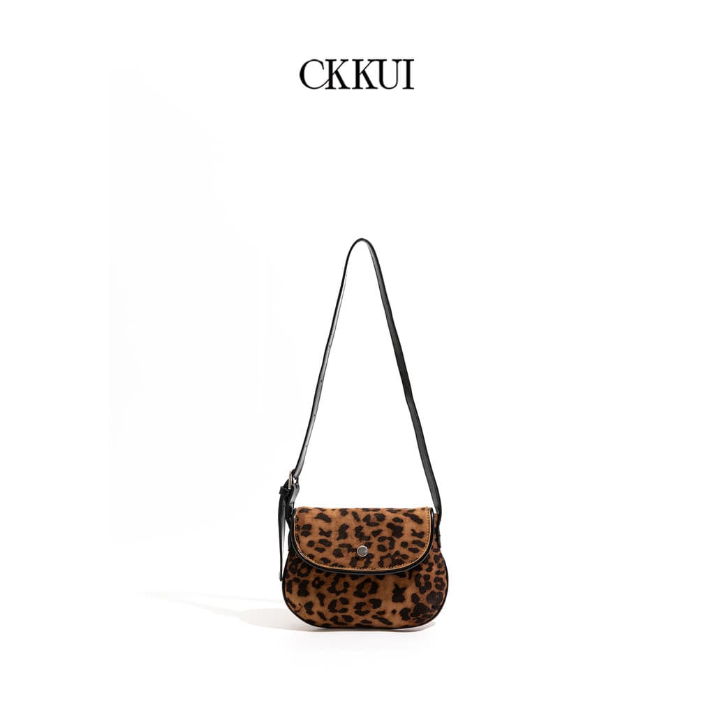 CKKUI Retro Leopard Print Requintado Bolsa Pequena 2025 Outono Inverno Novo Estilo Bolsa Mensageiro Flacidez Nicho Bolsa