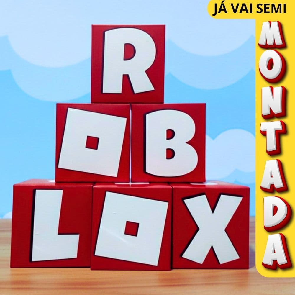 ENVIO IMEDIATO - Caixa Cubo Roblox Gamer Lembrancinha Festa Videogame | Decoração Temática Jogo Infantil roblox