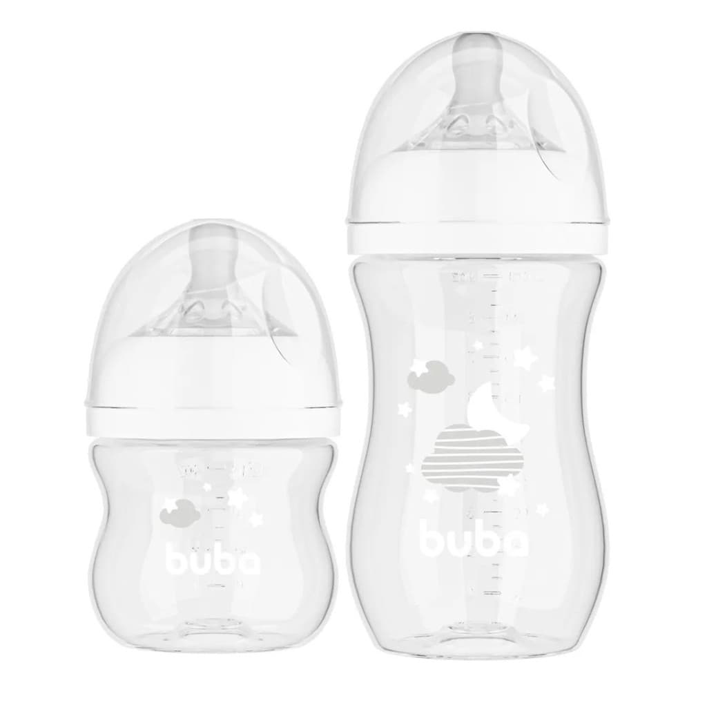 Kit 2 Mamadeiras Buba Easy Flow Branco 270 E Kit 2 Mamadeiras Buba Easy Flow Anticólica 270 E 120 Ml Cor Branco NuvemMl